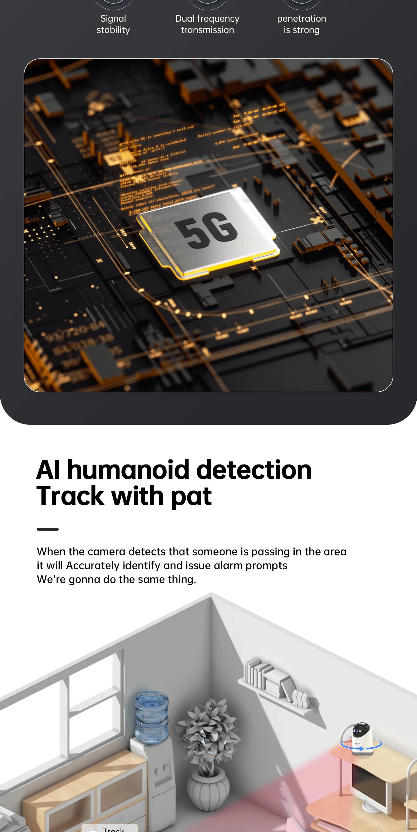 Lenovo 3MP 5G WiFi Smart Mini PTZ IP Camera Indoor Home Wireless Auto Tracking CCTV Surveillance Camera Security Baby Monitor