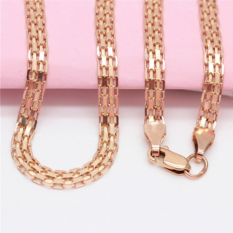 585 Purple Gold Wide Lace Chains Chunky Necklace Elegant Classic Charm new in 14K Rose Gold Engagement Ladies Jewelry Gift