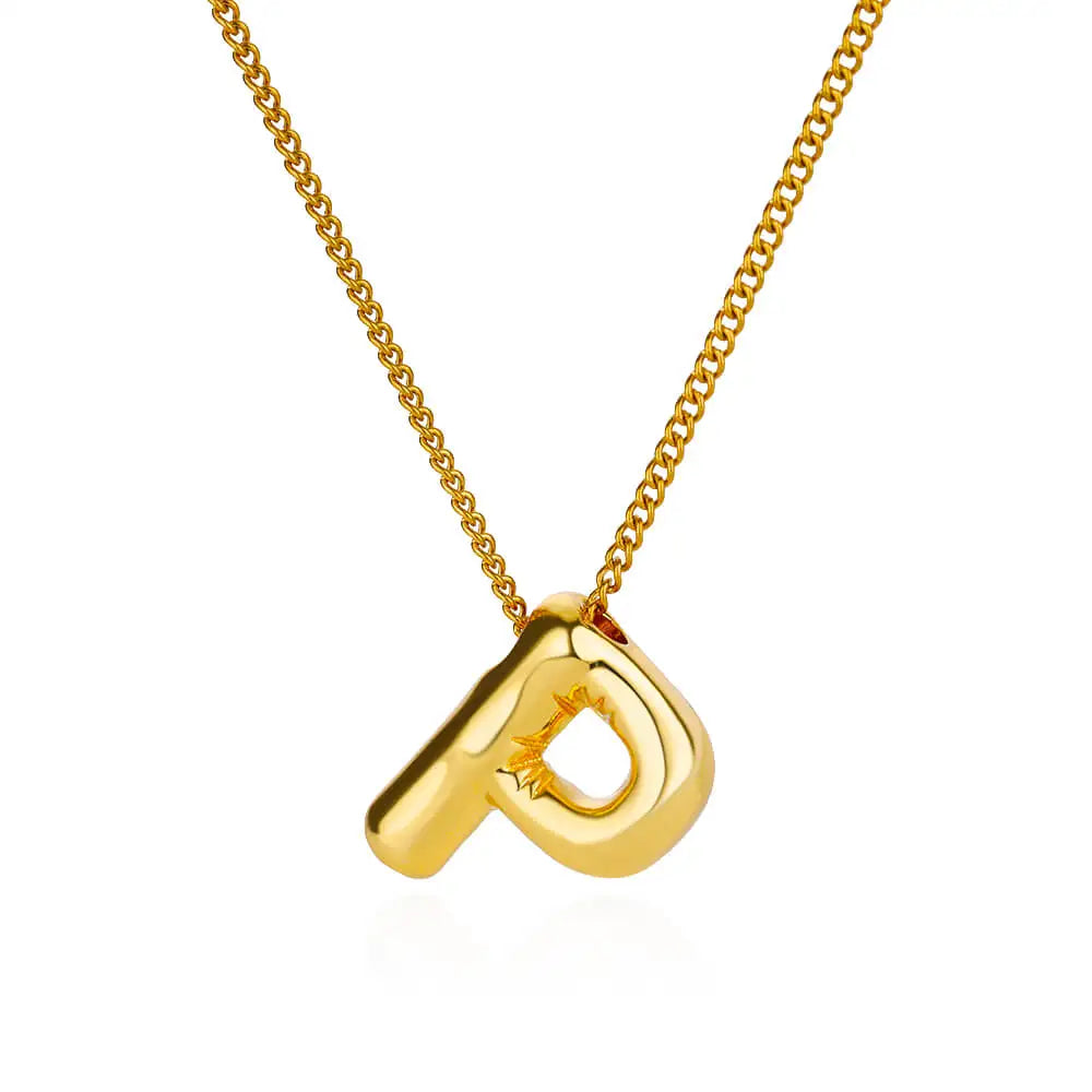 Chunky Initial Letter Pendant Necklaces For Women Gold Color Stainless Steel A to Z Charm Waterproof Jewelry Anniversary Gift