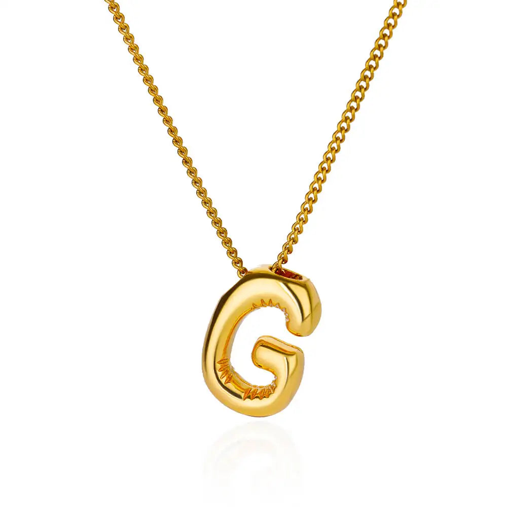 Chunky Initial Letter Pendant Necklaces For Women Gold Color Stainless Steel A to Z Charm Waterproof Jewelry Anniversary Gift