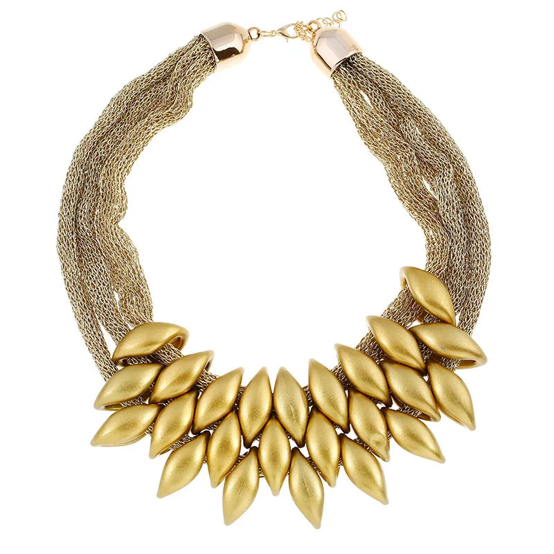 Bohemian Luxury Gold Color Net Chain Chunky Statement Necklace Women Boho Floating Charm Choker Female Jewelry Party Gift