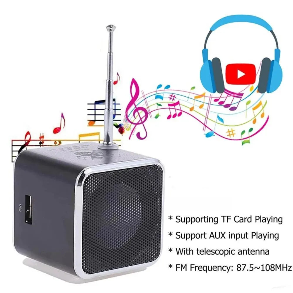 FM Portable Mini Radio Micro Treble Bluetooth Portable Voice For Computer Mobile Phone MP3 Music Support Micro TF card