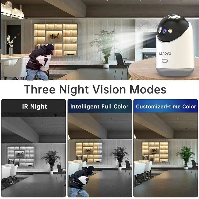 Lenovo 3MP 5G WiFi Smart Mini PTZ IP Camera Indoor Home Wireless Auto Tracking CCTV Surveillance Camera Security Baby Monitor