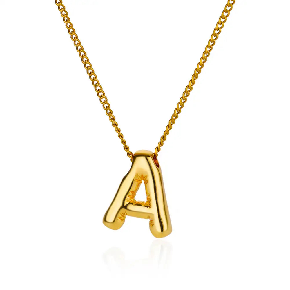 Chunky Initial Letter Pendant Necklaces For Women Gold Color Stainless Steel A to Z Charm Waterproof Jewelry Anniversary Gift