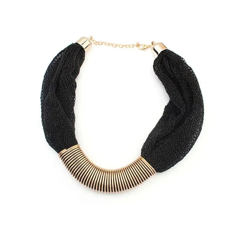 Bohemian Luxury Gold Color Net Chain Chunky Statement Necklace Women Boho Floating Charm Choker Female Jewelry Party Gift