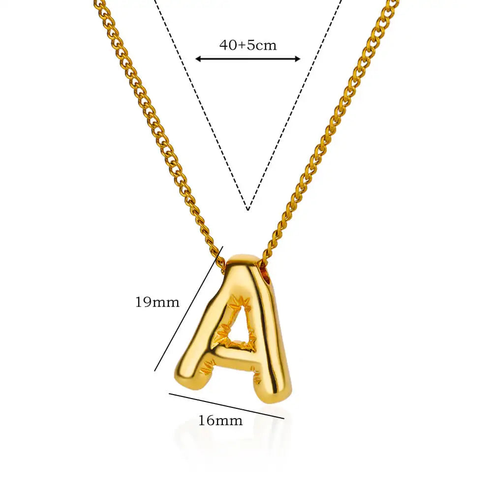 Chunky Initial Letter Pendant Necklaces For Women Gold Color Stainless Steel A to Z Charm Waterproof Jewelry Anniversary Gift