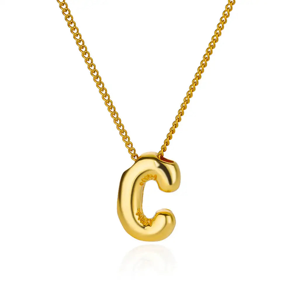 Chunky Initial Letter Pendant Necklaces For Women Gold Color Stainless Steel A to Z Charm Waterproof Jewelry Anniversary Gift