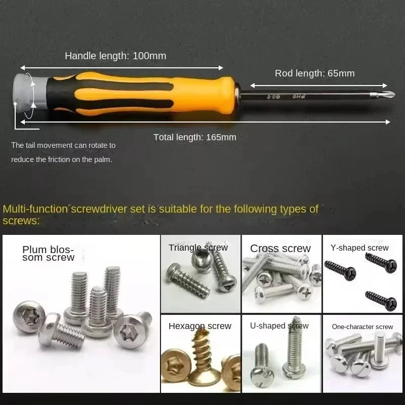 12 in 1 Screwdriver Set Cross Flat Bits Multifunction Precision Tool for Home Maintenance