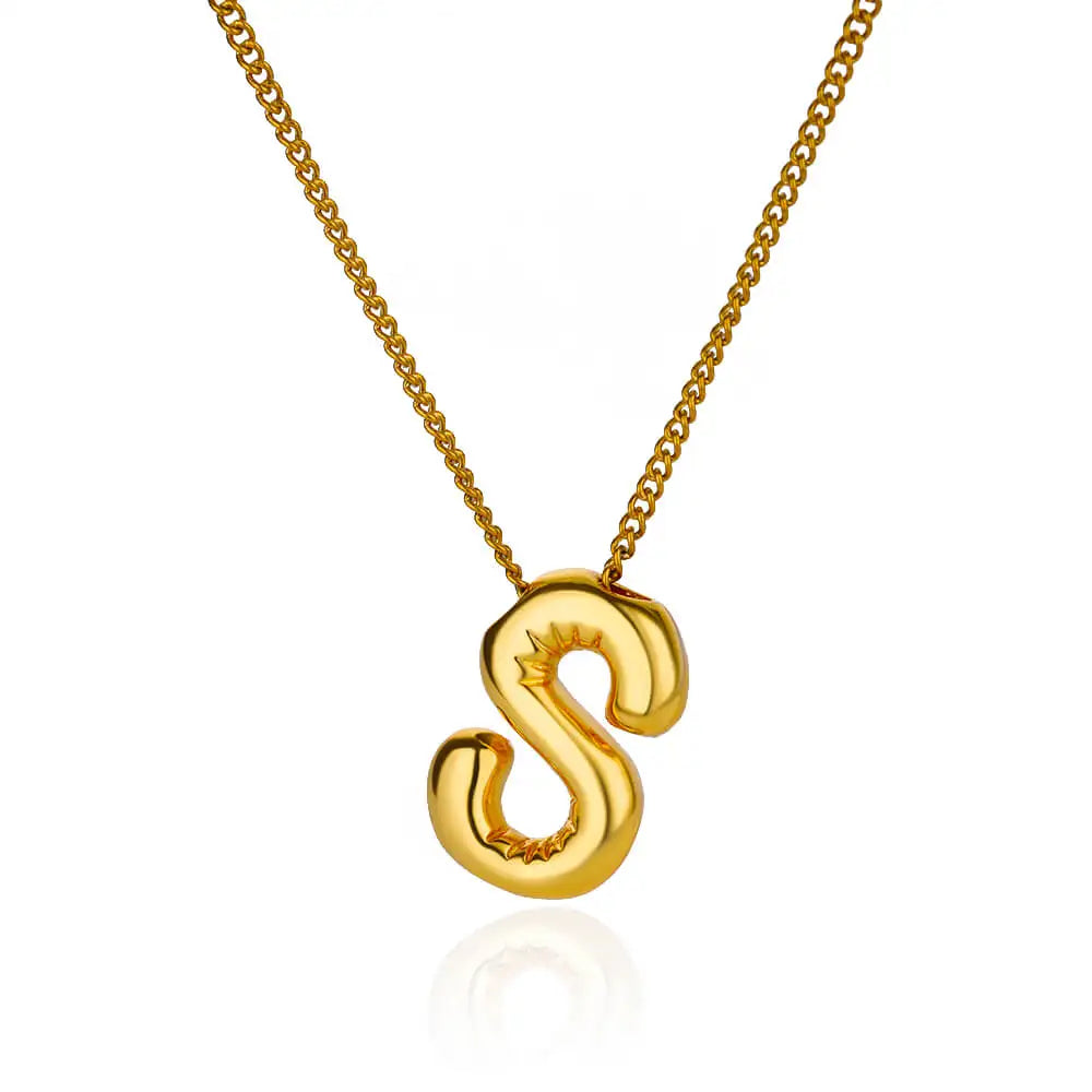 Chunky Initial Letter Pendant Necklaces For Women Gold Color Stainless Steel A to Z Charm Waterproof Jewelry Anniversary Gift