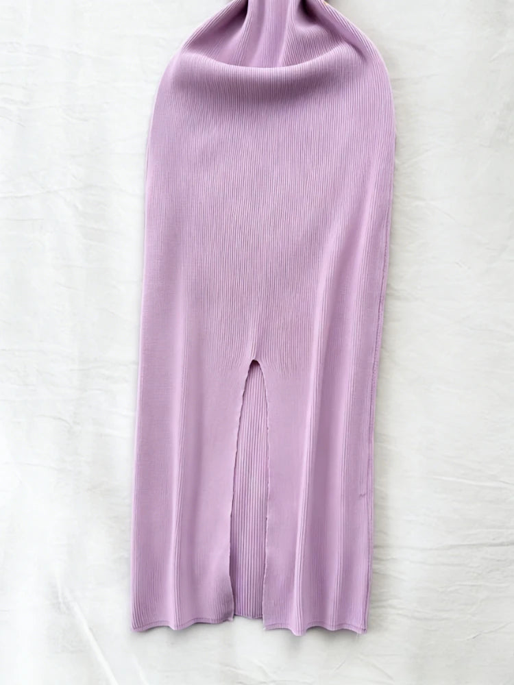 Purple Sexy Summer Knit Maxi Dress Women Short Sleeve  Elastic Bodycon Sundress Female Beach Solid Split Long Dress Outfits
