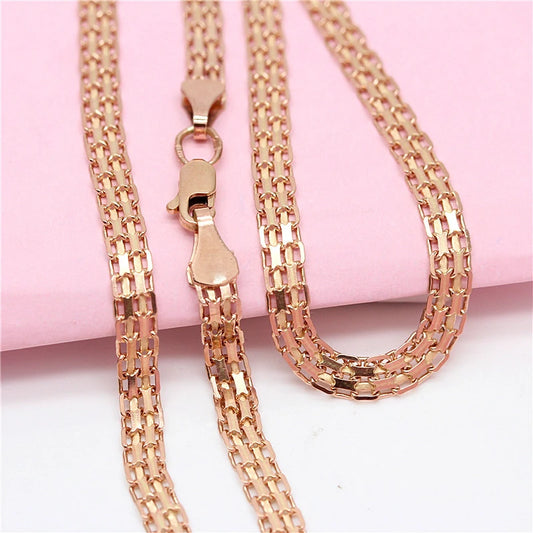 585 Purple Gold Wide Lace Chains Chunky Necklace Elegant Classic Charm new in 14K Rose Gold Engagement Ladies Jewelry Gift