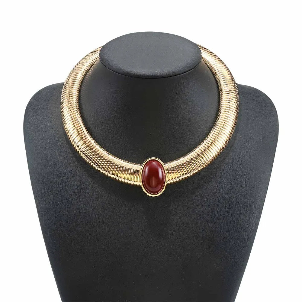 Metal Chain Chunky Choker Necklace Gold Vintage Chunky Chain Necklace Charm Neck Jewelry Exaggerated Collarbone Chain Women