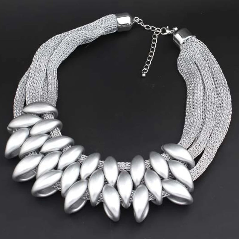 Bohemian Luxury Gold Color Net Chain Chunky Statement Necklace Women Boho Floating Charm Choker Female Jewelry Party Gift