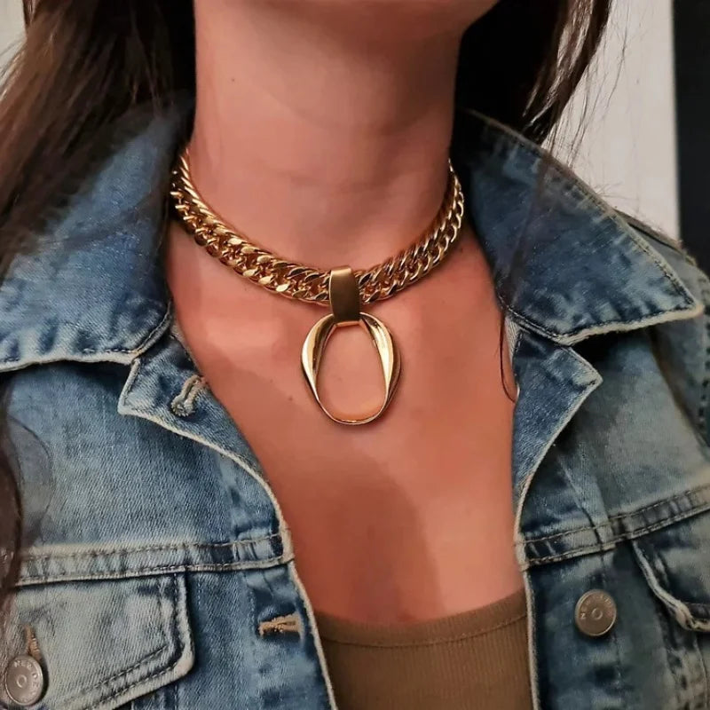 Women's Chunky Gold Color Adjustable Necklace