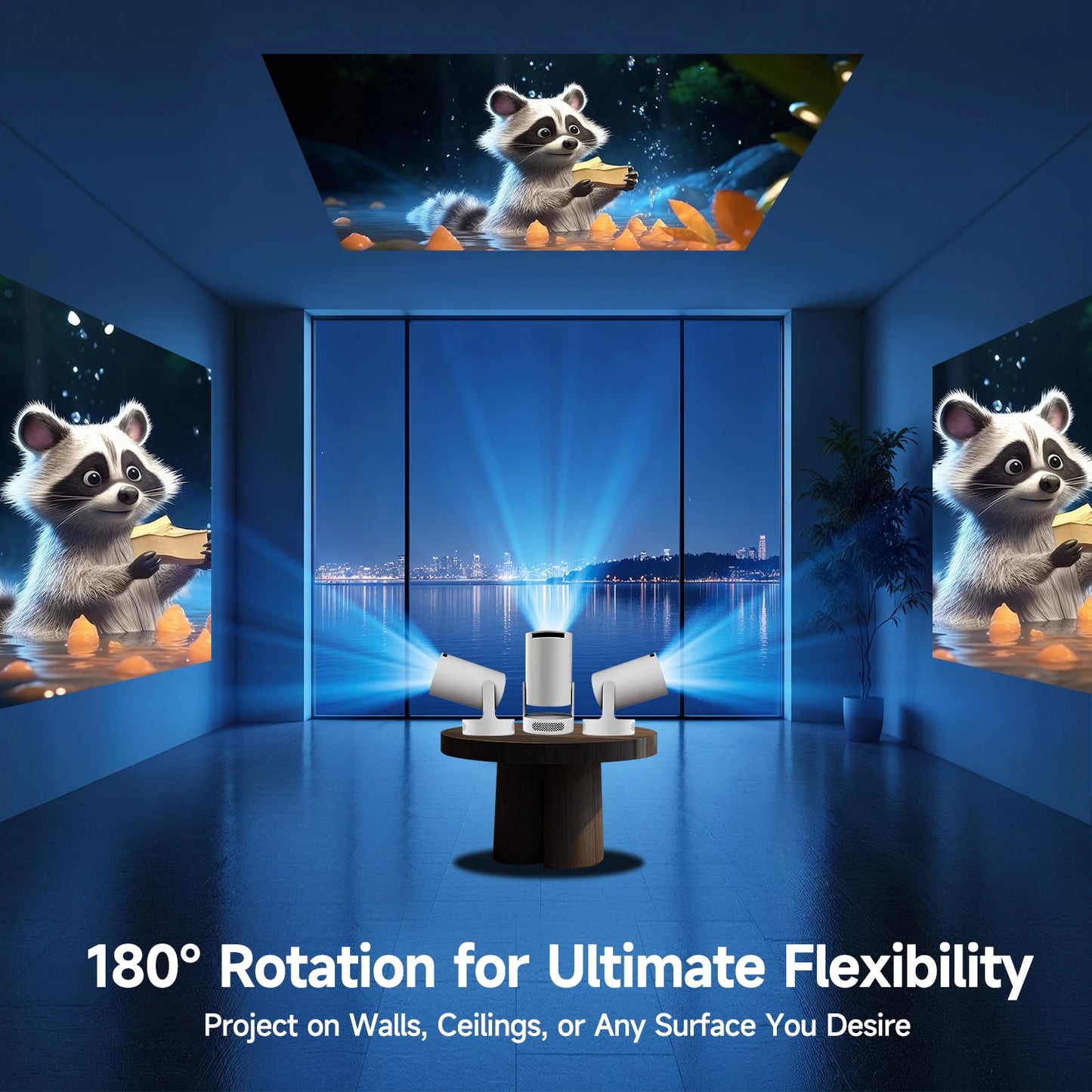 Magcubic HY300 Pro+ Android 11 Projector 8000 Lumens 4K 720P Portable Outdoor Movie Projector WiFi 6 Built-in Speaker for Home