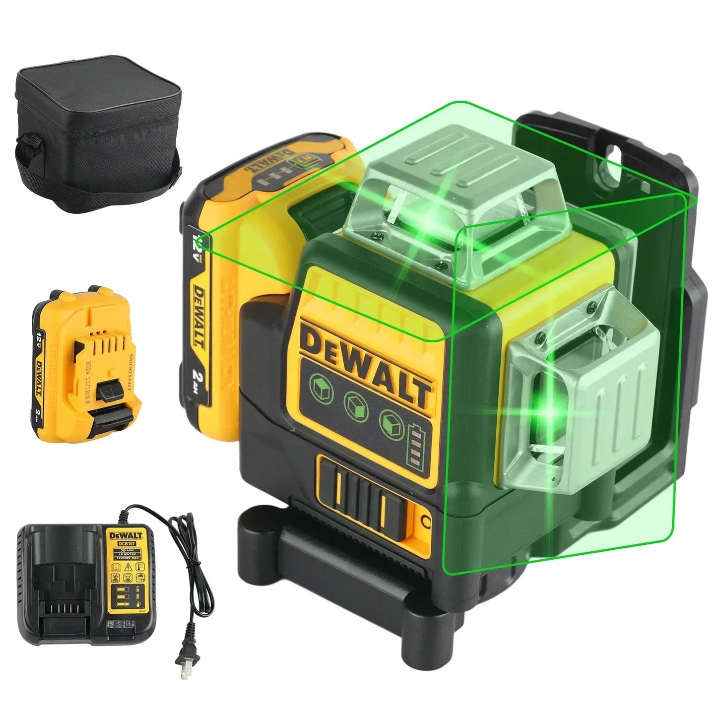 2025 Dewalt DW089LG 12 Lines 3 Sides*360 Degree Vertical 12V Lithium Battery Laser Level Horizontal Green Meter Outdoor