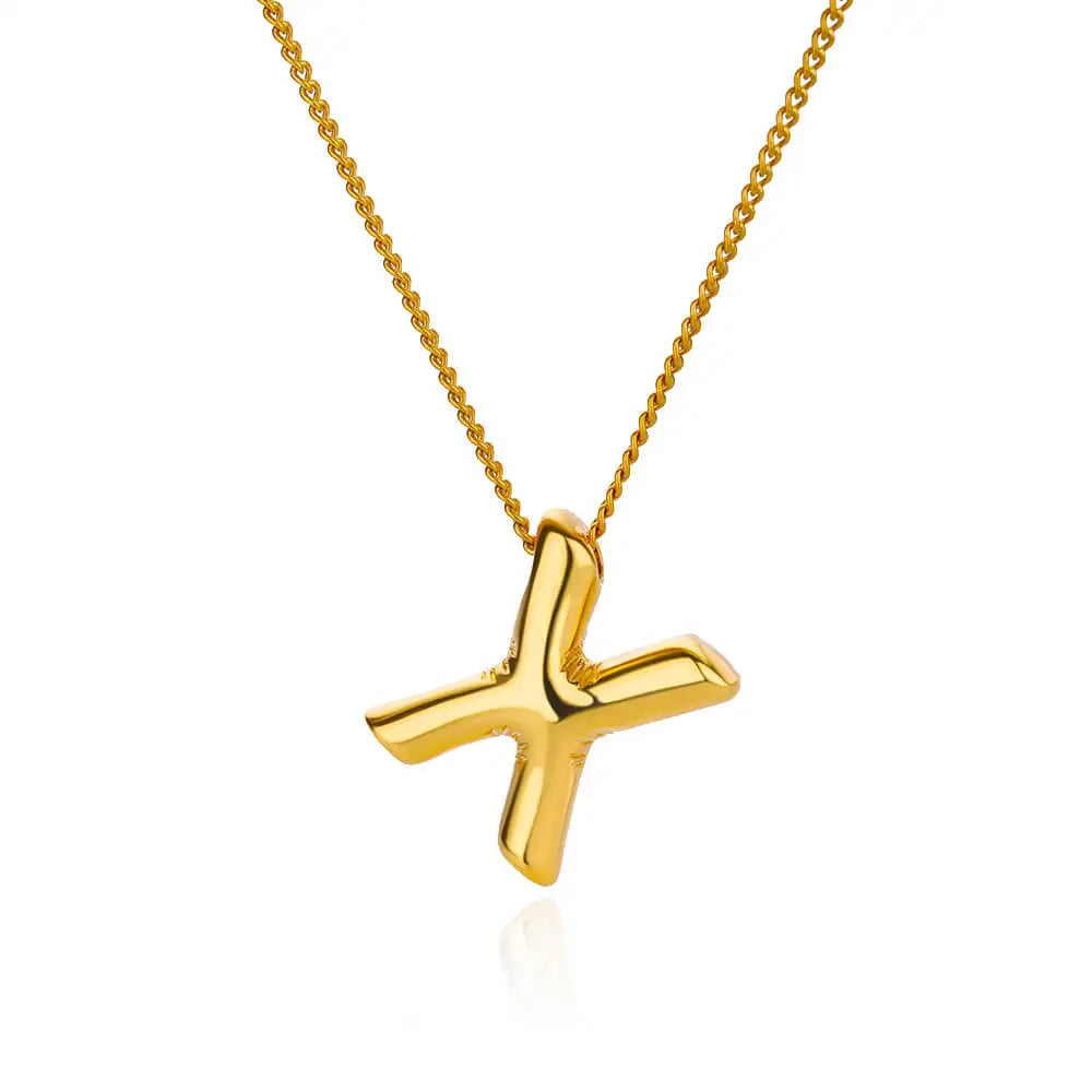 Chunky Initial Letter Pendant Necklaces For Women Gold Color Stainless Steel A to Z Charm Waterproof Jewelry Anniversary Gift