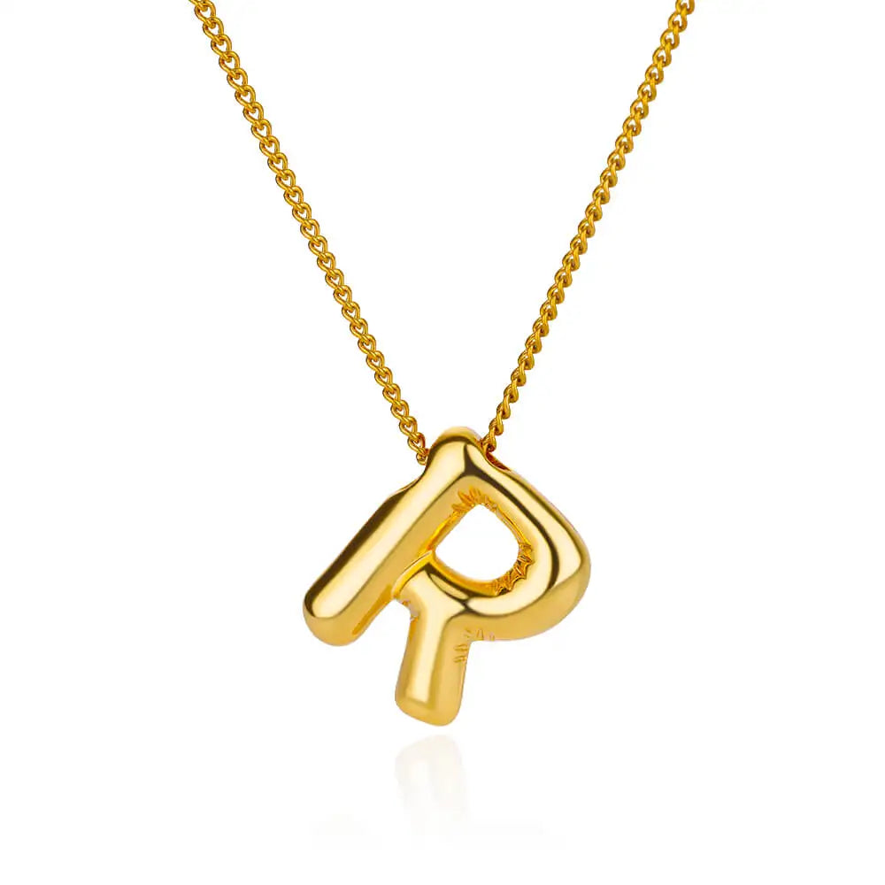 Chunky Initial Letter Pendant Necklaces For Women Gold Color Stainless Steel A to Z Charm Waterproof Jewelry Anniversary Gift