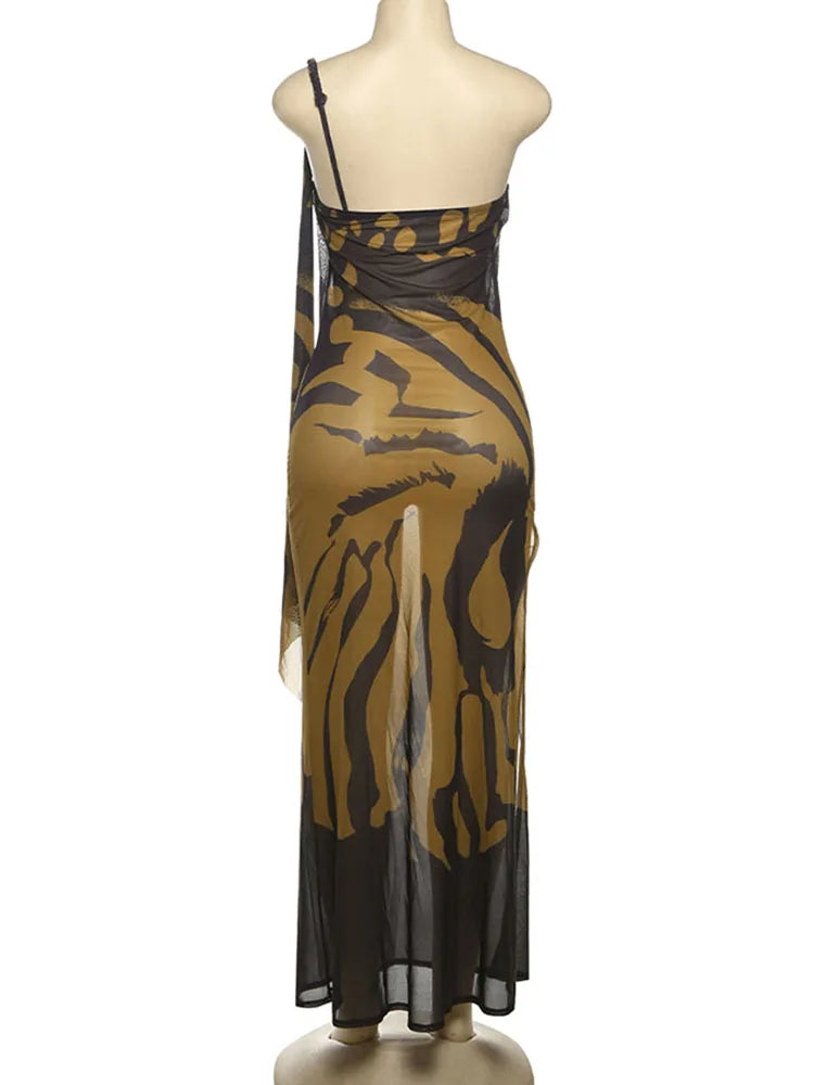 Sisterlinda Aesthetic Panelled Dresses Elegant Slash Neck Woven Strap Ribbons Side Split Maxi Bodycon Female Party New Vestidos