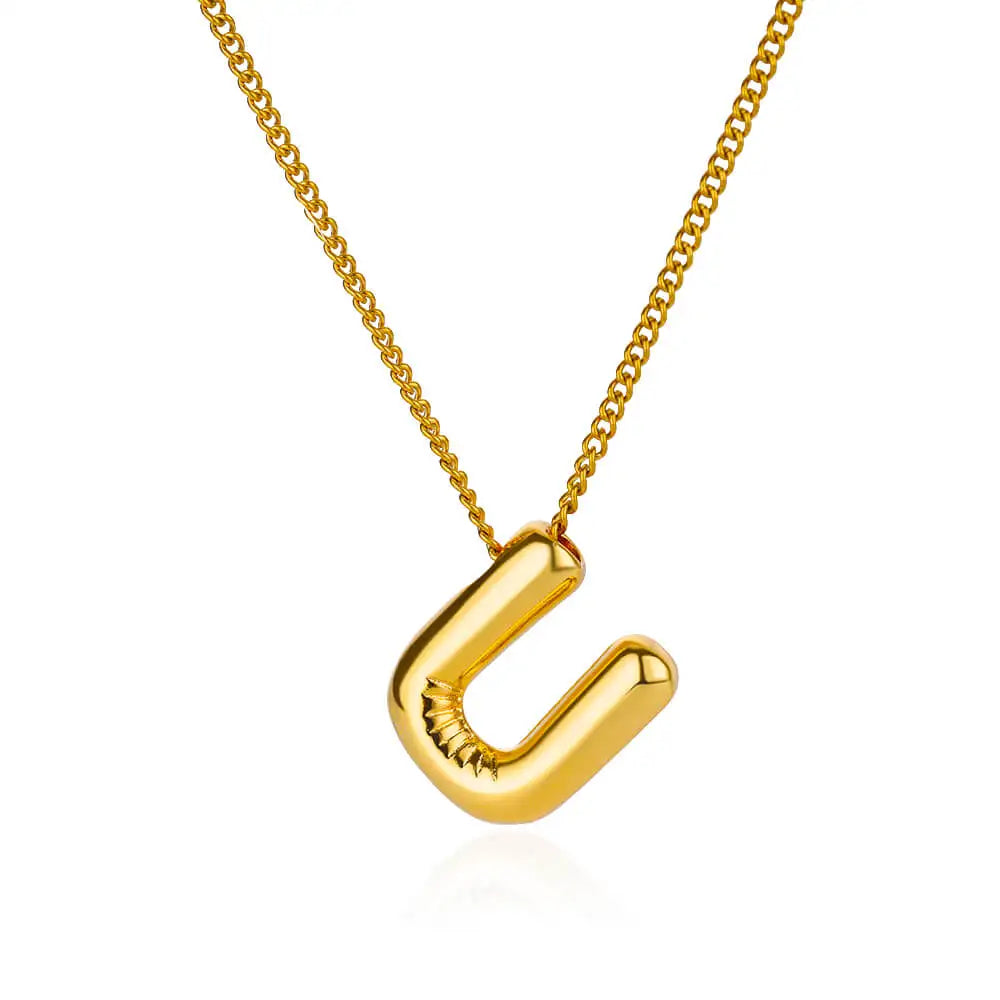 Chunky Initial Letter Pendant Necklaces For Women Gold Color Stainless Steel A to Z Charm Waterproof Jewelry Anniversary Gift