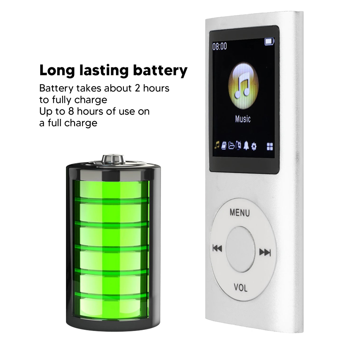 Aluminum Alloy MP3 Player Stylish Multifunctional Lossless Sound Slim 1.8 Inch LCD Screen Portable MP3 Music Player