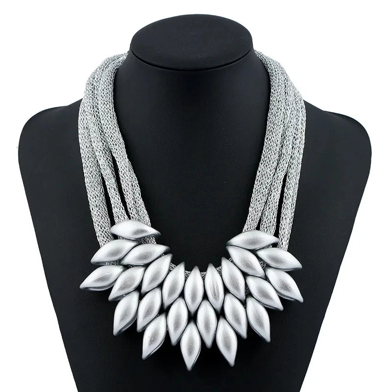 Bohemian Luxury Gold Color Net Chain Chunky Statement Necklace Women Boho Floating Charm Choker Female Jewelry Party Gift