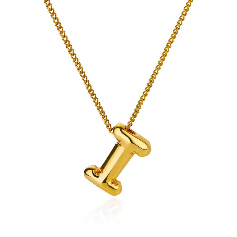 Chunky Initial Letter Pendant Necklaces For Women Gold Color Stainless Steel A to Z Charm Waterproof Jewelry Anniversary Gift