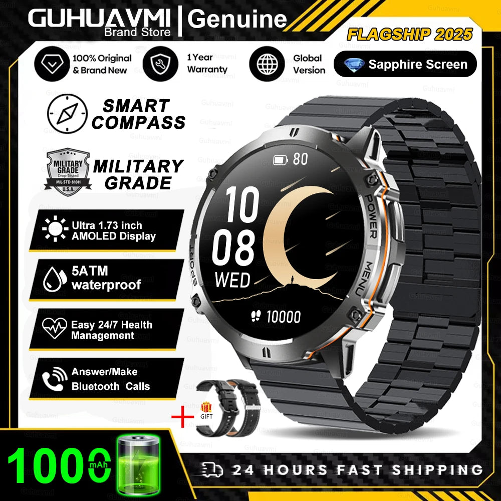 T-Rex 3 Military Grade 1000mAh Battery Smart Watch 10ATM Waterproof GPS Compass Altimeter Call AMOLED Men Swim Sports Smartwatch