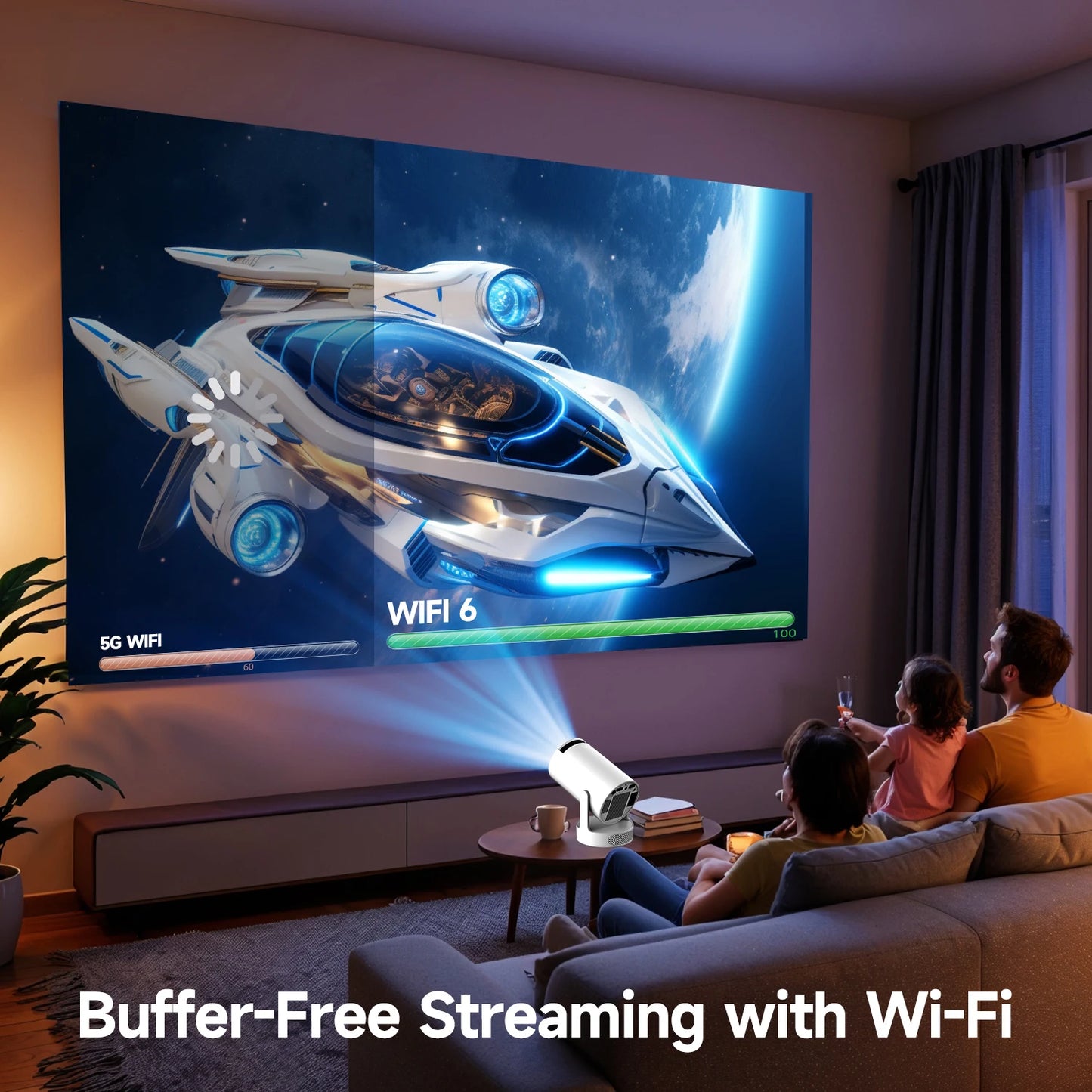 Magcubic HY300 Pro+ Android 11 Projector 8000 Lumens 4K 720P Portable Outdoor Movie Projector WiFi 6 Built-in Speaker for Home