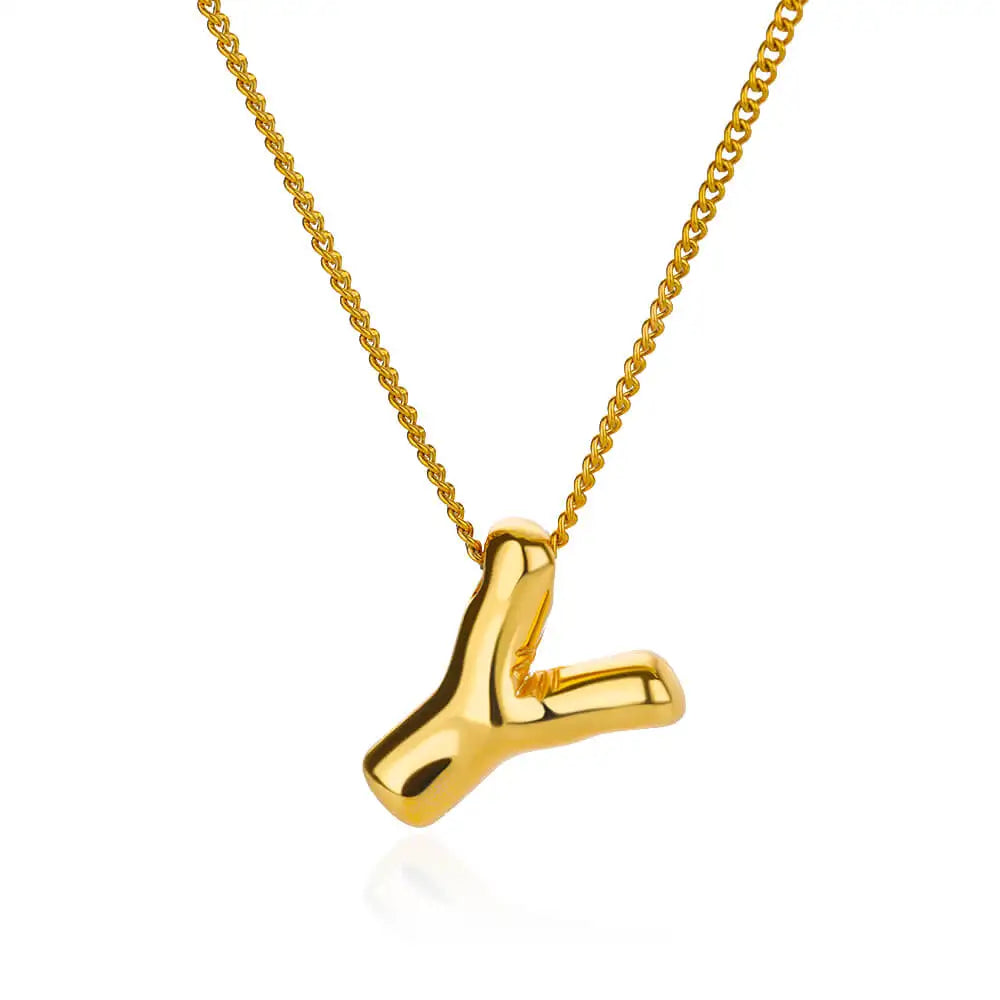 Chunky Initial Letter Pendant Necklaces For Women Gold Color Stainless Steel A to Z Charm Waterproof Jewelry Anniversary Gift