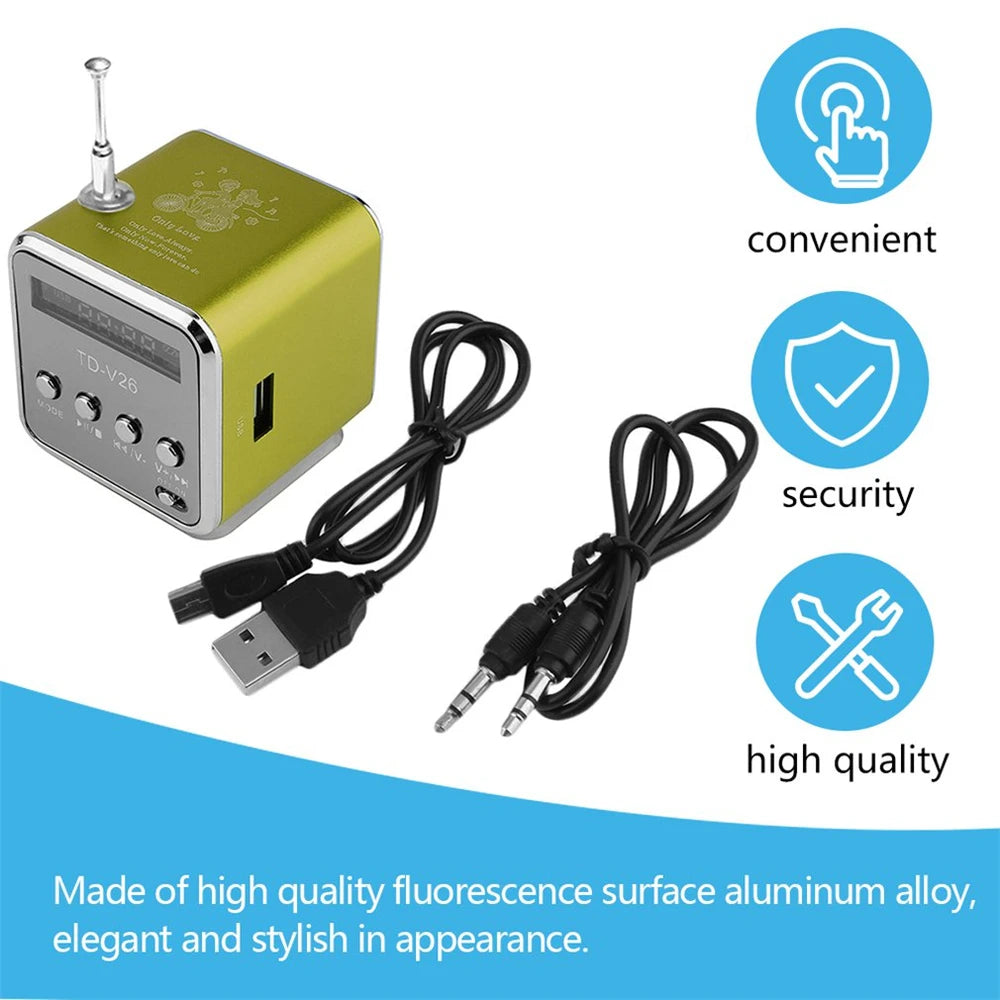 FM Portable Mini Radio Micro Treble Bluetooth Portable Voice For Computer Mobile Phone MP3 Music Support Micro TF card