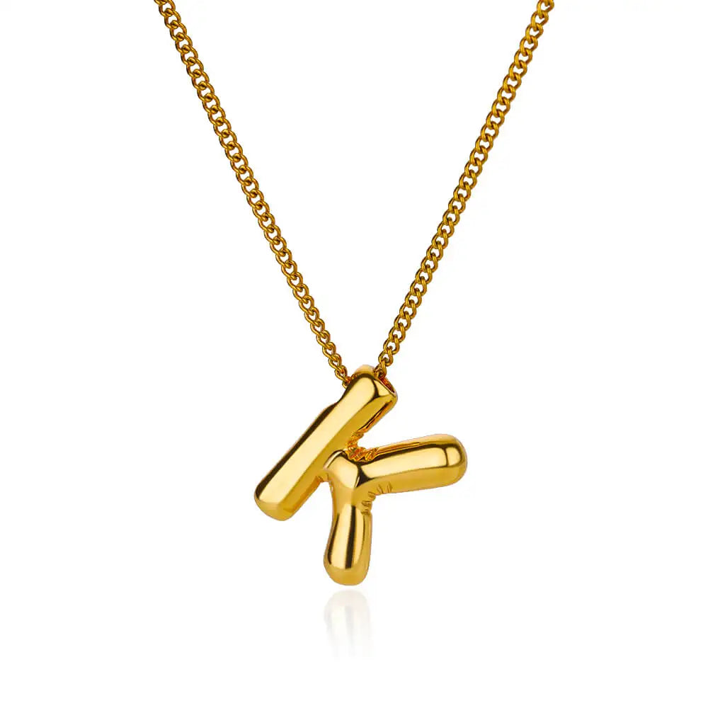 Chunky Initial Letter Pendant Necklaces For Women Gold Color Stainless Steel A to Z Charm Waterproof Jewelry Anniversary Gift