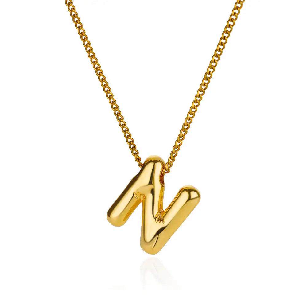 Chunky Initial Letter Pendant Necklaces For Women Gold Color Stainless Steel A to Z Charm Waterproof Jewelry Anniversary Gift
