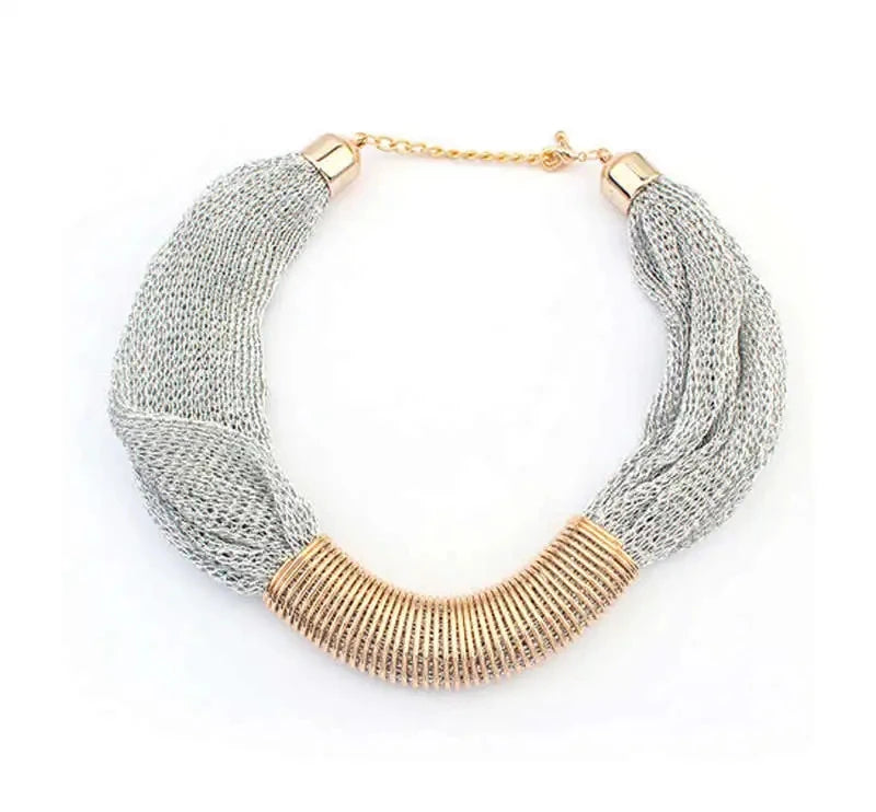 Bohemian Luxury Gold Color Net Chain Chunky Statement Necklace Women Boho Floating Charm Choker Female Jewelry Party Gift