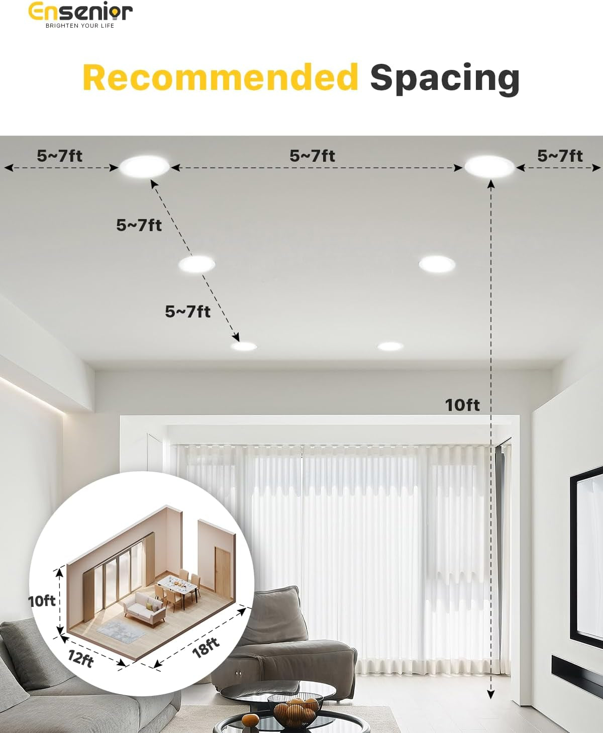 4 Pack 6 Inch LED Recessed Light, Dimmable, 5000K Daylight, 1200LM High Brightness, 12W 120V, 2 Pin, ERL-12X-ETL, Damp Rated, Ultra-Thin Canless Wafer Ceiling Light - ETL & FCC & IC